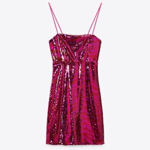 Zara Pink and Red Sequin Dress